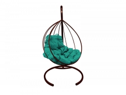 Подвесное кресло Кокон Капля каркас коричневый-подушка зелёная