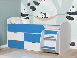 Кровать Малыш-7 белое дерево-голубой