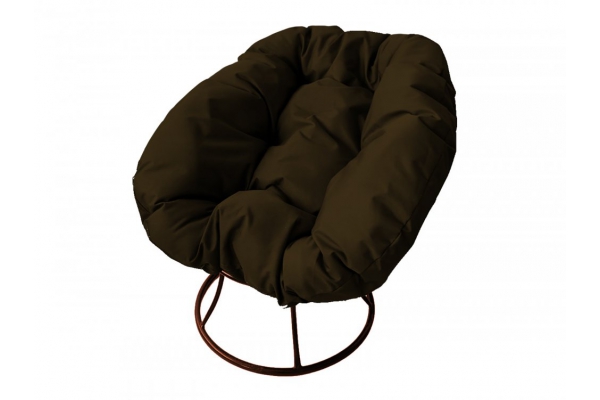 Кресло Пончик без ротанга каркас коричневый-подушка коричневая