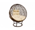 Кресло Кокон Круглый на подставке ротанг каркас коричневый-подушка бежевая
