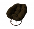 Кресло Пончик без ротанга каркас коричневый-подушка коричневая