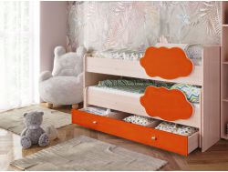 Кровать Соник и ящиком млечный дуб с оранжевым