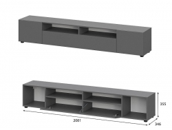 Тумба для телевидеоаппаратуры Денвер Графит серый