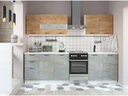 Кухня Дуся 2000 мм дуб бунратти, цемент