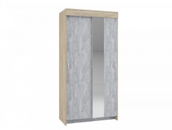 Шкаф-купе двухстворчатый Бассо бетон каменный 1 зеркальная вставка