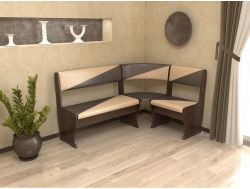 Скамья угловая Ника 2 Жемчуг/Коричневый техно